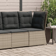 Divano Angolare da Giardino con Cuscini Grigio in Polyrattan 368984