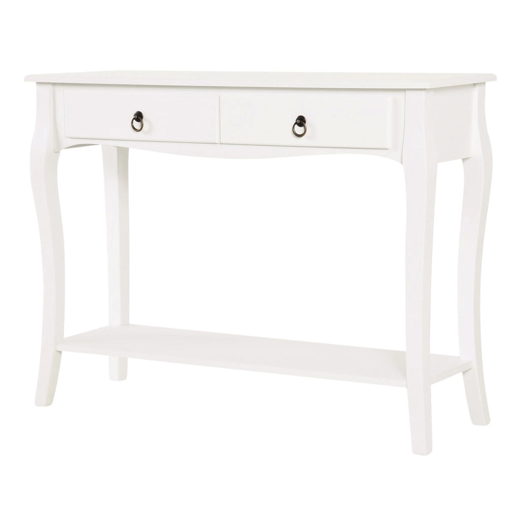 Tavolino con cassetti e scaffale ¨C Minimal ¨C Bianco 100x33x75