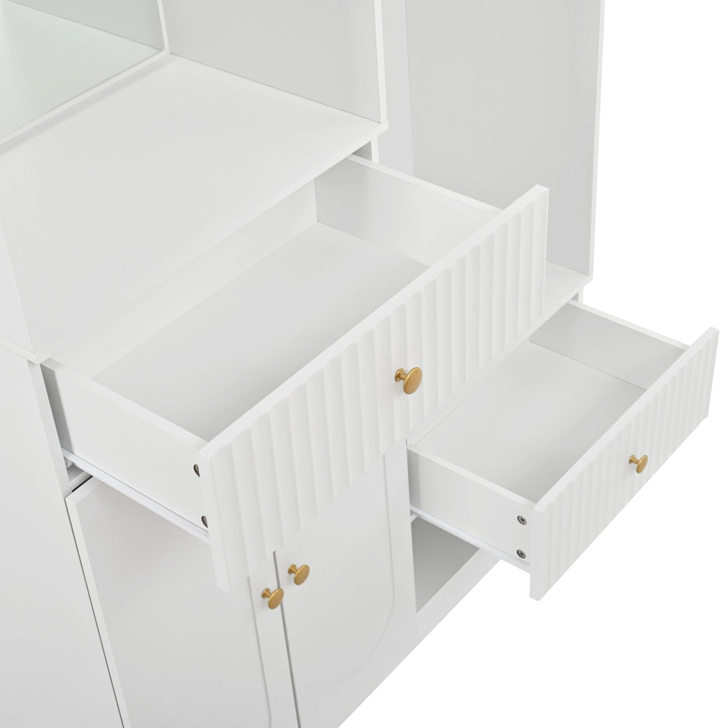 Mobile da ingresso, appendiabiti, con specchio e panca, 2 cassetti, 3 ganci, bianco