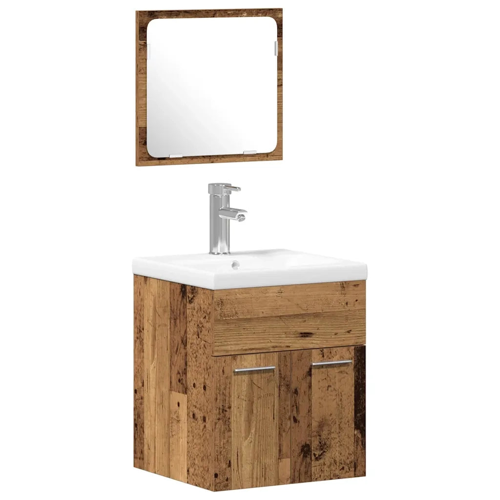 Set di mobili per il bagno con porta 3 pcs Legno vecchio 3332536