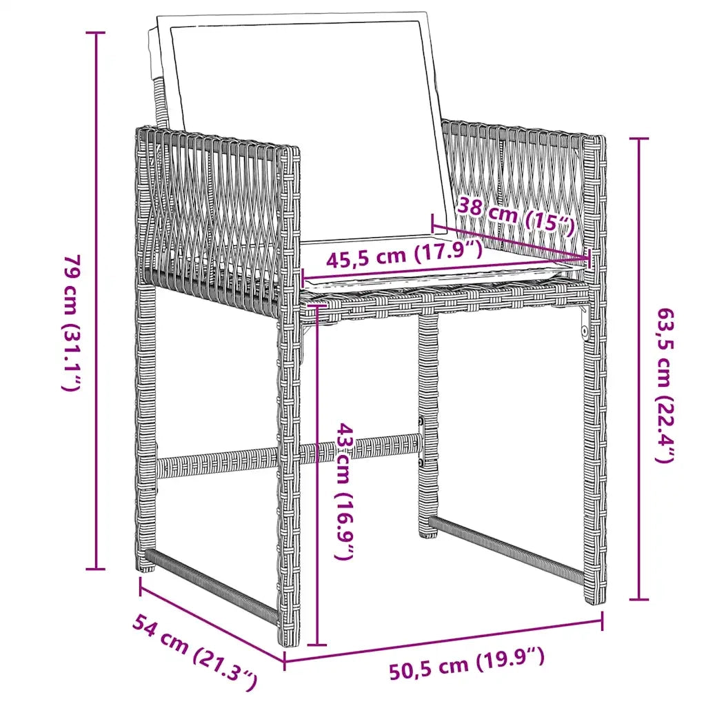 Set da Pranzo per Giardino 5 pcs Grigio chiaro polyrattan 3380762