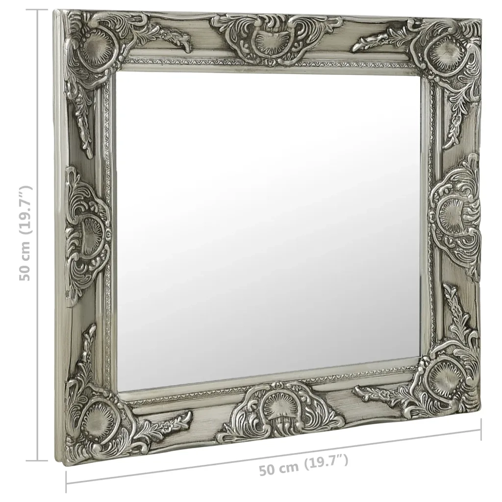 Specchio da Parete | Specchio decorativo Stile Barocco 50x50 cm Argento