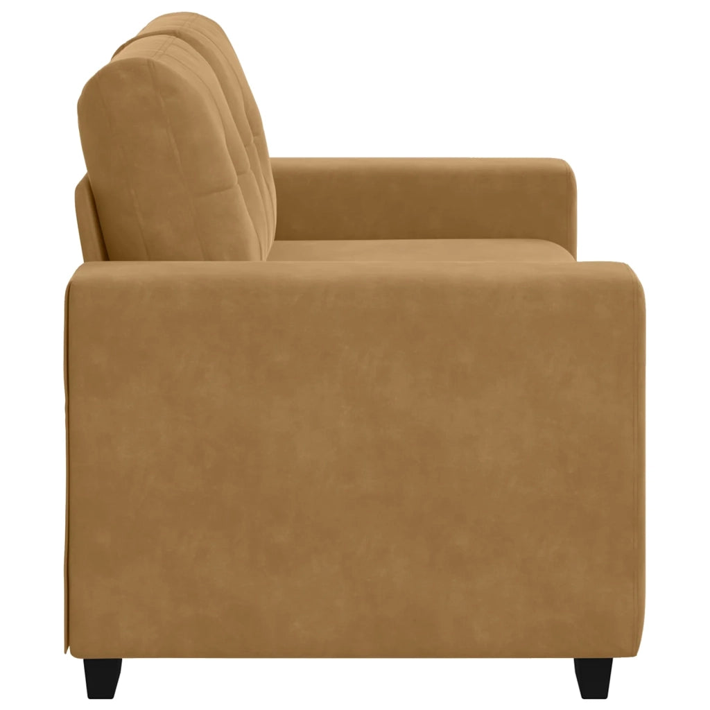 Divano a due posti con cuscino-Sofa 2 Posti Marrone Velluto