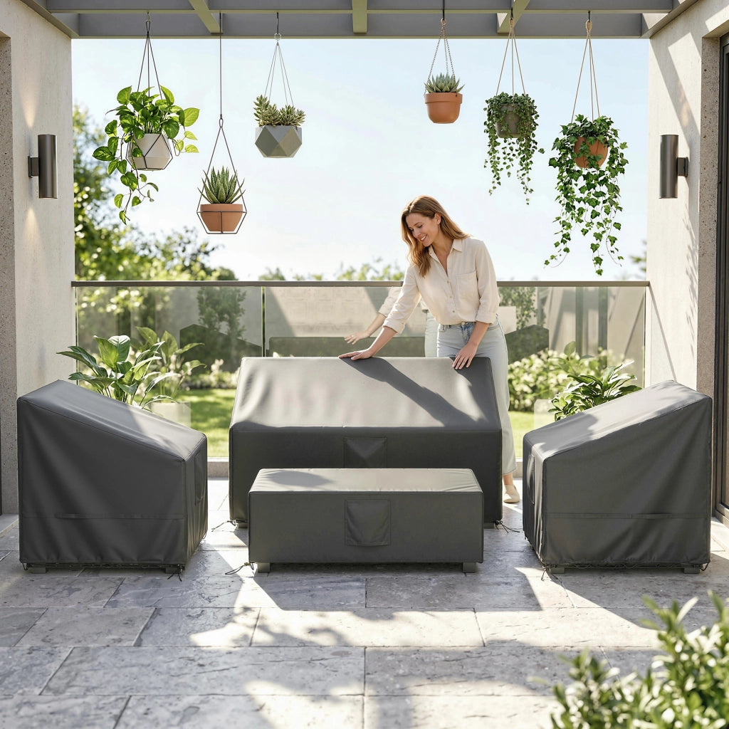 Coperture Impermeabili per Mobili da Giardino ¨C Xylo ¨C Set 4 Pezzi Nero