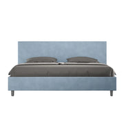 BS COM Letto matrimoniale king size contenitore imbottito 200x200 microfibra azzurro