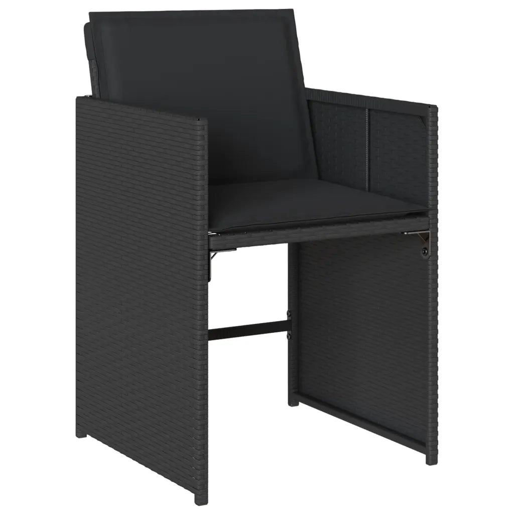 Set da Pranzo da Giardino 15 pz con Cuscini Nero in Polyrattan 3277938