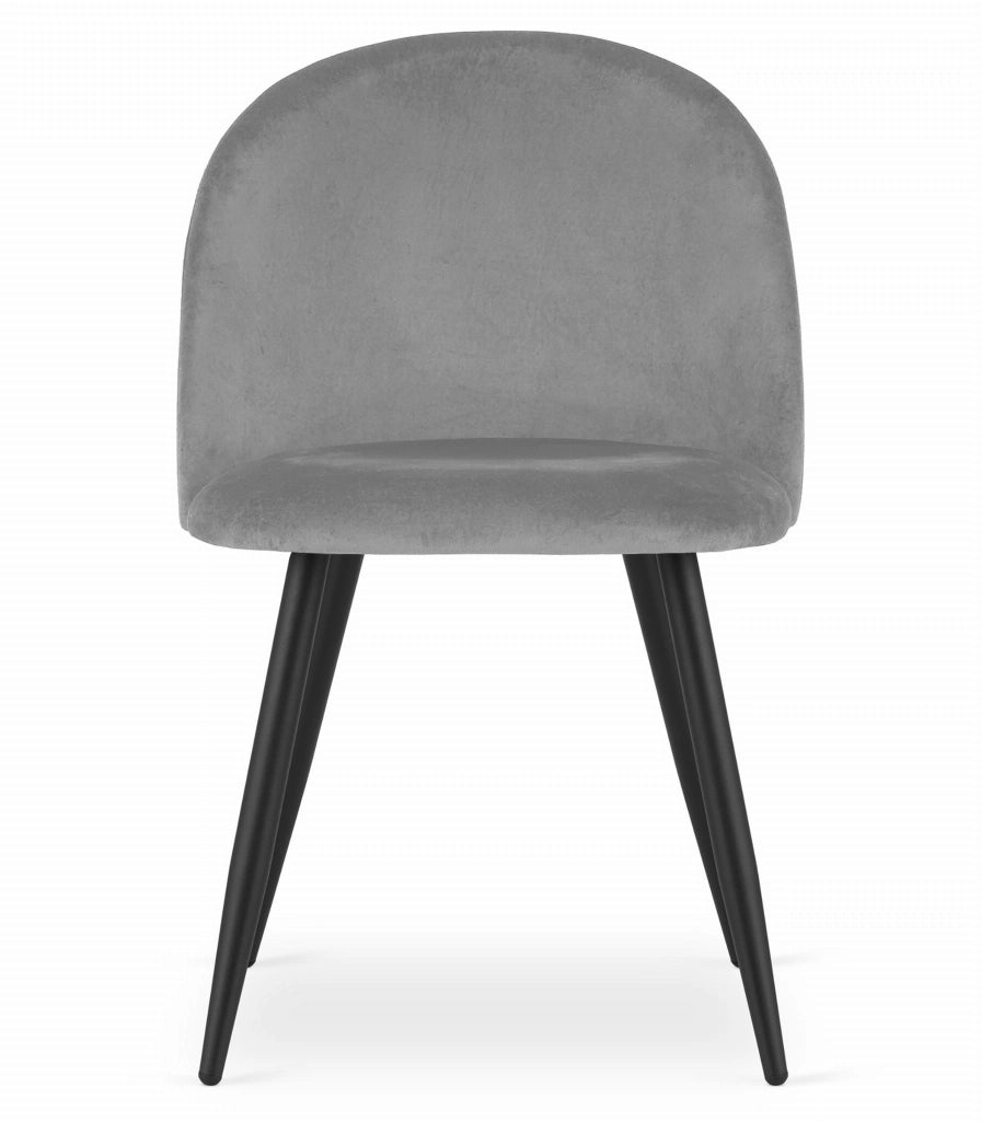 Sedia Valora Bello in velluto grigio chiaro con gambe nere