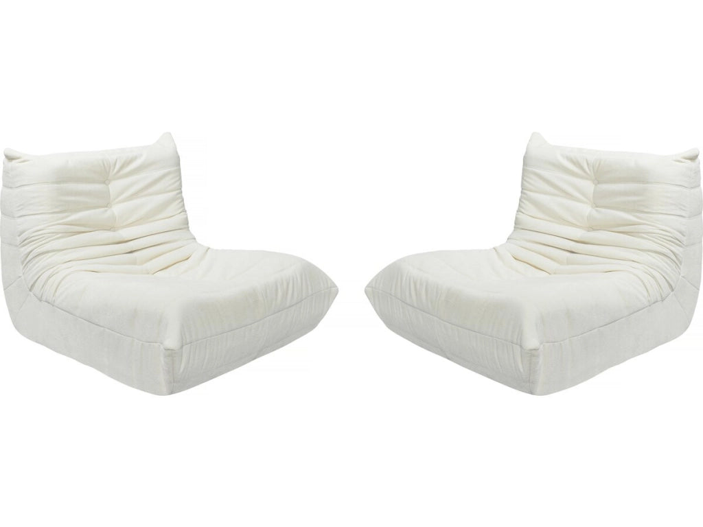 Set di 2 poltrone componibili in tessuto texturizzato "Velasca" - Crema