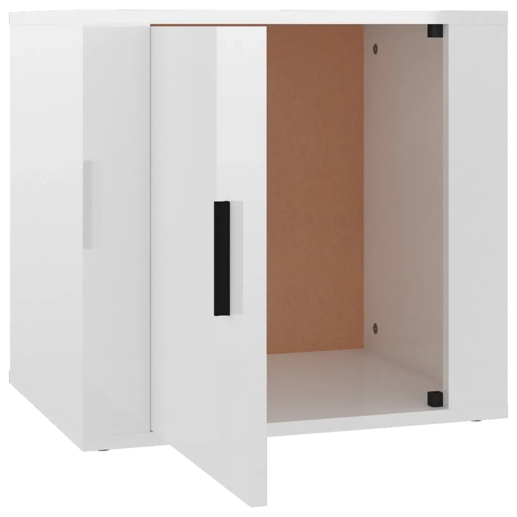 Comodino-Tavolino da notte Bianco Lucido 50x39x47 cm 768204