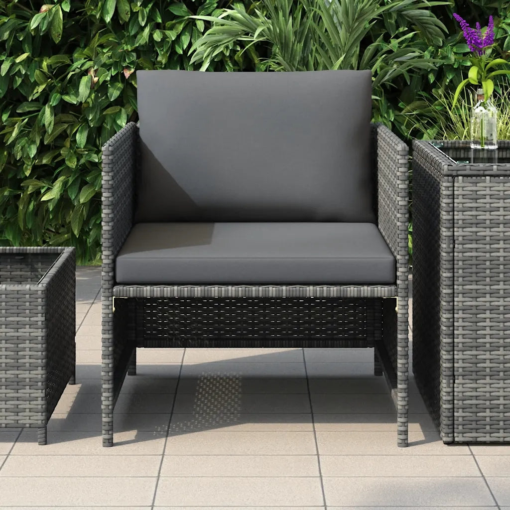 Divano da Giardino con Cuscini-Sofa da Giardino-Divano da esterno Grigio in Polyrattan