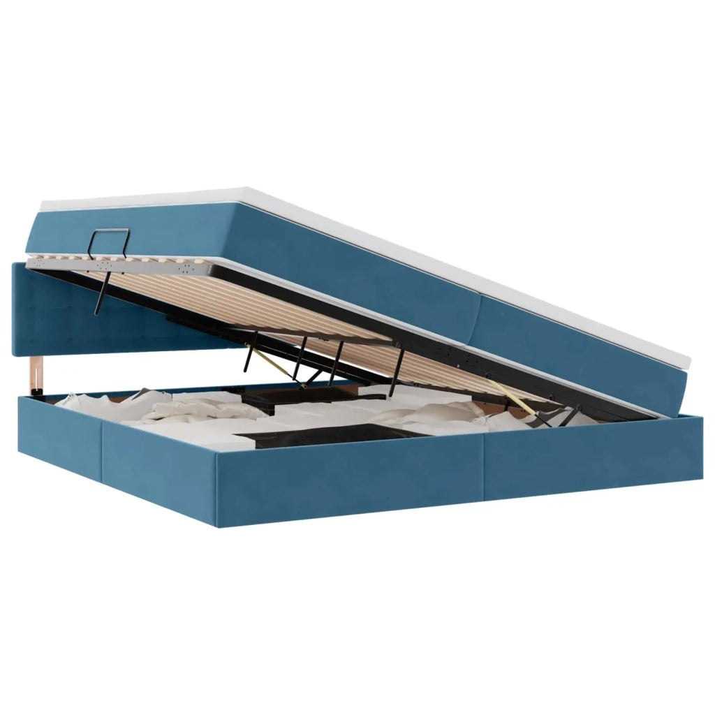 Letto con Contenitore Blu Scuro 200 x 200 cm Velluto