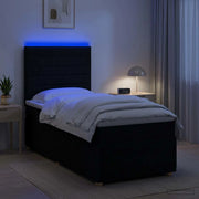 Letto Box Spring LED con Materasso Nero 80 x 200 cm Tessuto 3455722