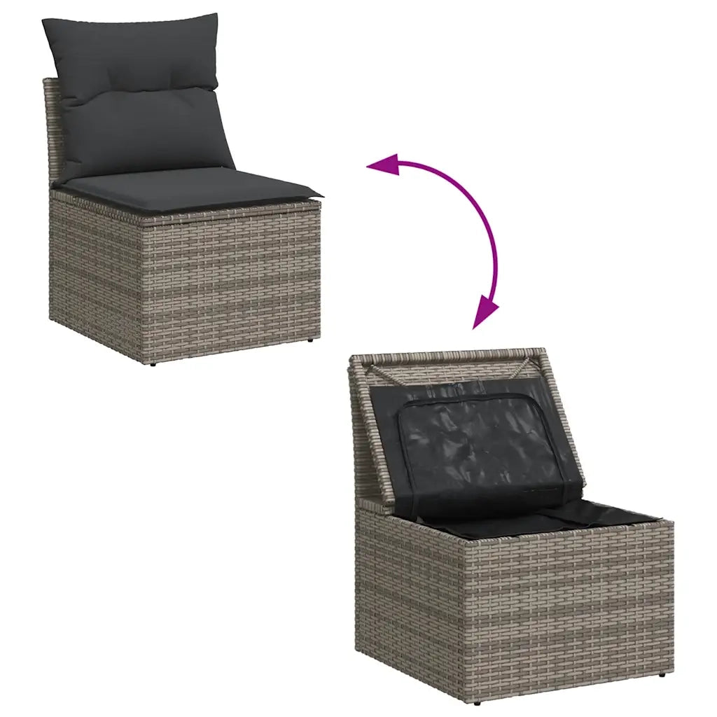 Set Divani da Giardino 7 pz con Cuscini Grigio in Polyrattan 3326431