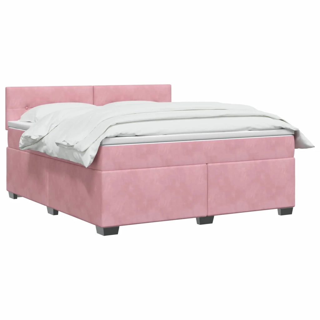 Letto box spring con materasso Rosa 140 x 190 cm Velluto 3450715