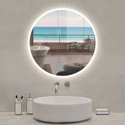 Aica Specchio da bagno rotondo con LED 70 x 70 cm + antiappannamento + interruttore a sfioramento
