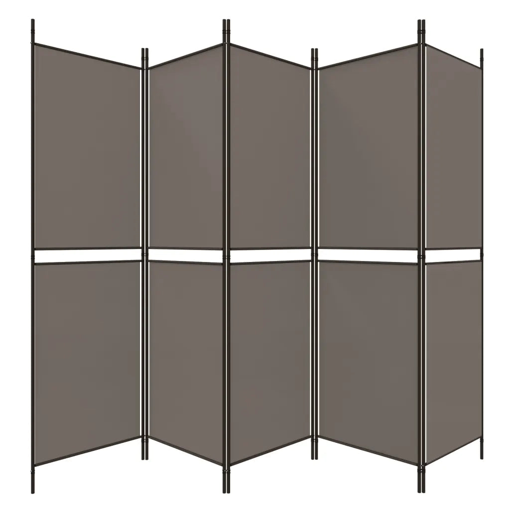 Divisorio a 5 Pannelli Antracite 250x200 cm Tessuto 350236