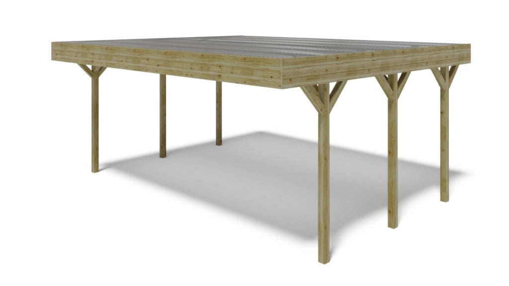 Tettoia posto auto coperto in legno 6.06x5.03 m - 30 m2 - copertura PVC   - CAR5PVCTR - ALTANKA