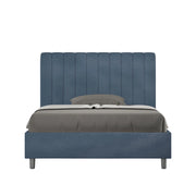 BS COM Letto una piazza e mezza contenitore imbottito 120x210 microfibra blu