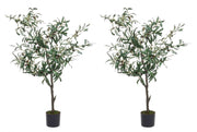 Set 2 Piante Artificiali Ulivo altezza 120 cm in Plastica con Vasi Verde