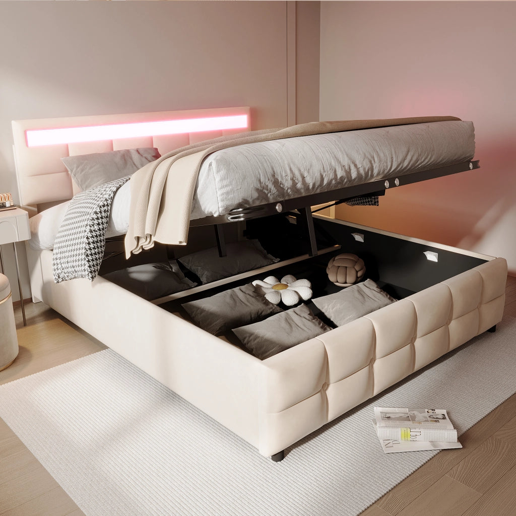 letto imbottito velluto olandese beige 180 x 200 cm