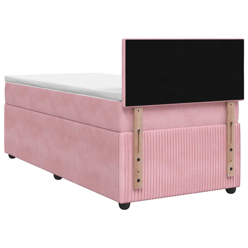 Letto box spring con materasso Rosa 80 x 200 cm Velluto 3451570