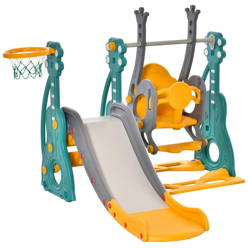 SCIVOLO PER BAMBINI 18 MESI-3 ANNI CON ALTALENA REGOLABILE E CANESTRO