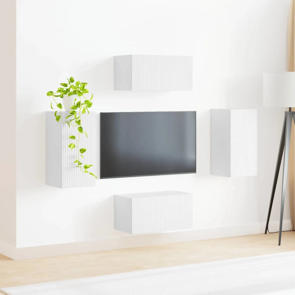 Set mobile TV 4 pcs Bianco Legno multistrato