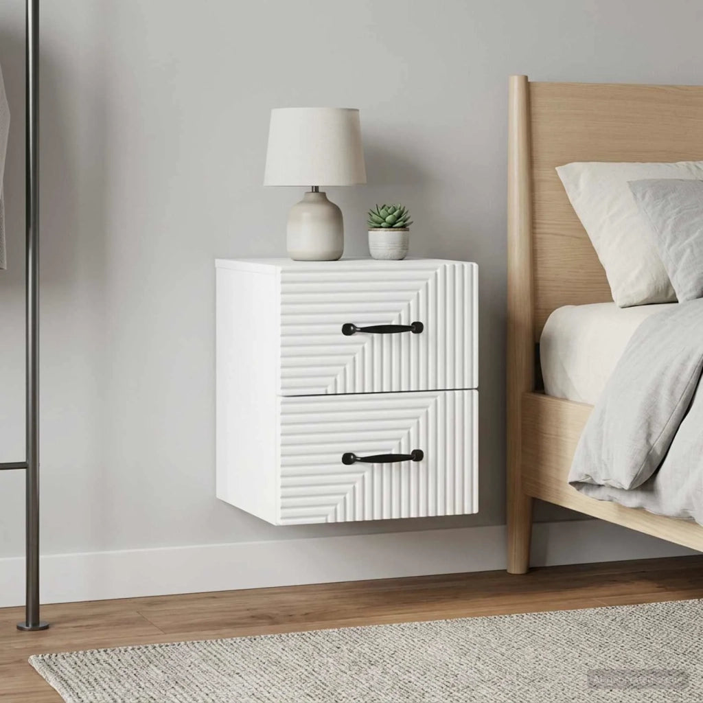 Mobiletto da notte a muro 2 pcs Bianco 34,5 x 33 x 40 cm 898636