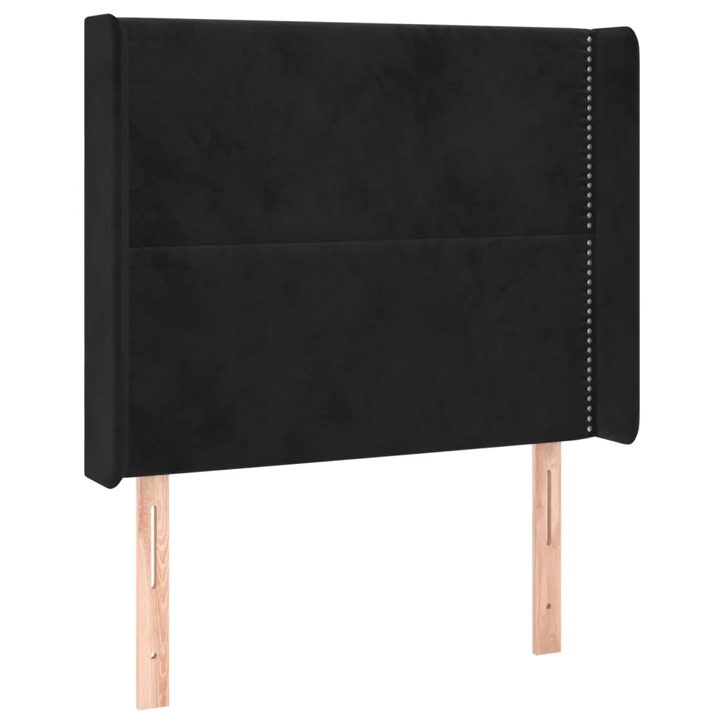 Testiera ad Orecchio-Testata con Orecchie Nera 93x16x118/128 cm in Velluto 998909