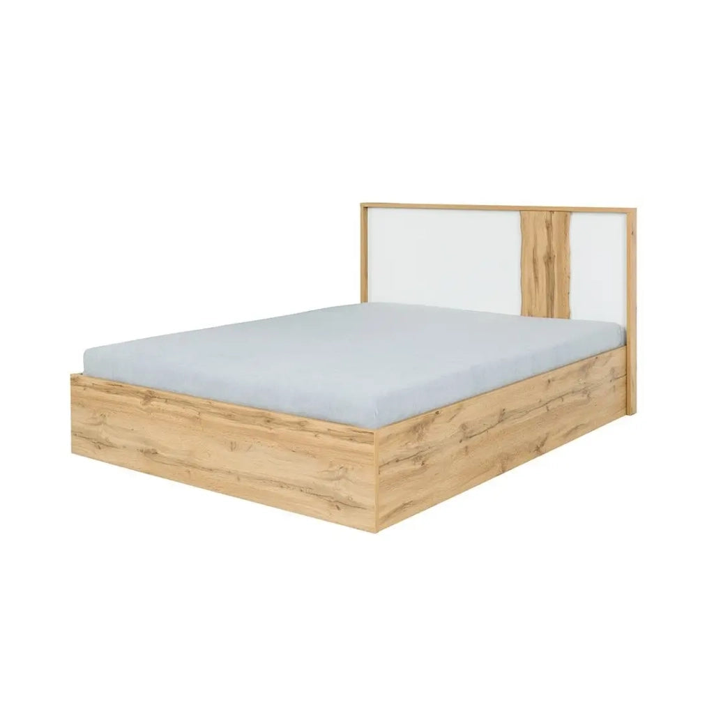 Camera WOOD color noce e bianco con letto 160x200 LED, comò, comodini e armadio
