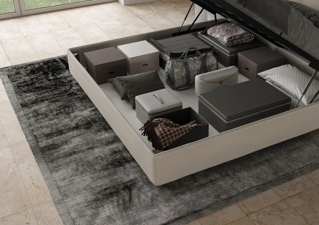 BS COM Letto contenitore imbottito 180x190 similpelle tortora
