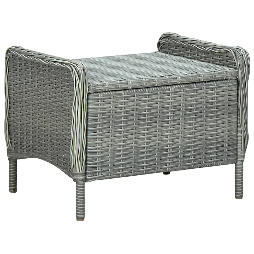 Set Pranzo da Giardino 9pz con Cuscini Polyrattan Grigio Chiaro 3060160