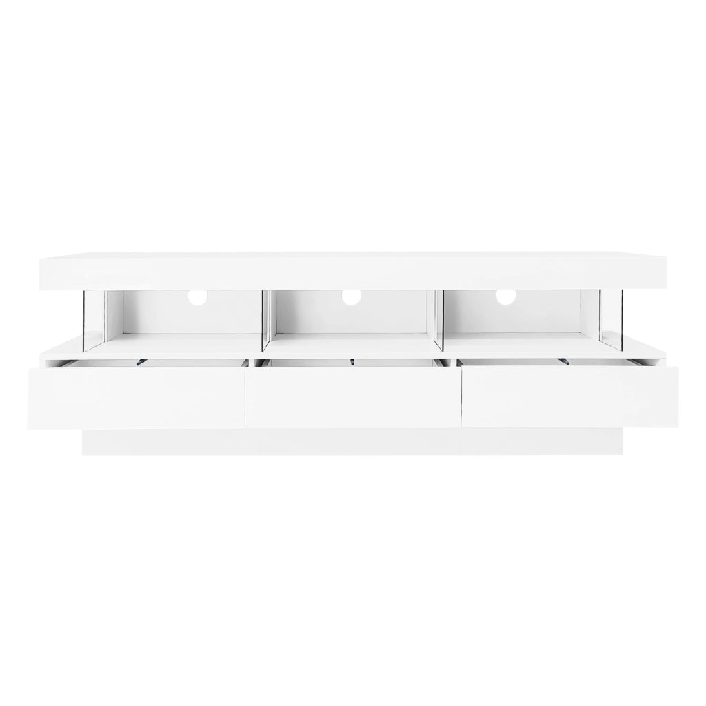 Mobile TV con LED e Vetro ¨C MINIMAL ¨C Bianco Lucido, 160x38x50,5 cm