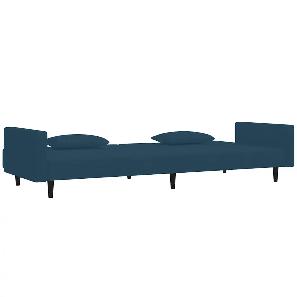 Divano Letto a 2 Posti con 2 Cuscini-Sofa Letto 2 Posti-Daybed Blu in Velluto 848093
