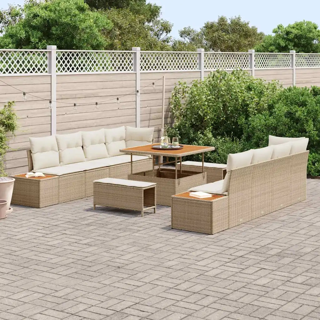 Set Divano da Giardino 11 pcs Beige polyrattan