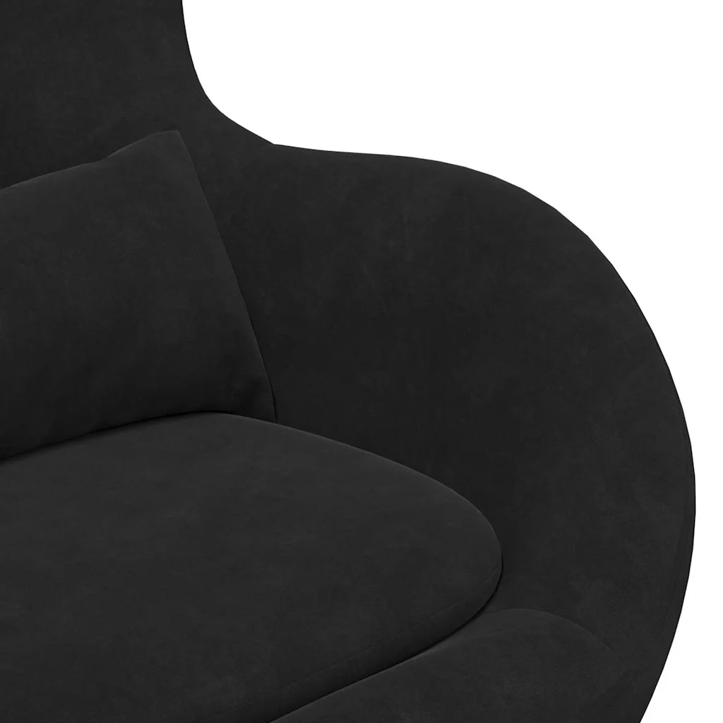 Poltrona | Sedia Egg con Pouf Nero Velluto