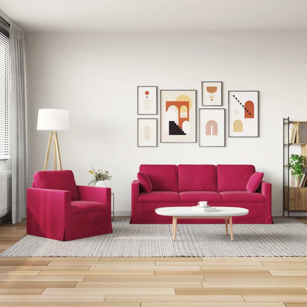 Set di divani 2 pcs Rosso Vino 198 x 78 x 80 cm Velluto 3407600