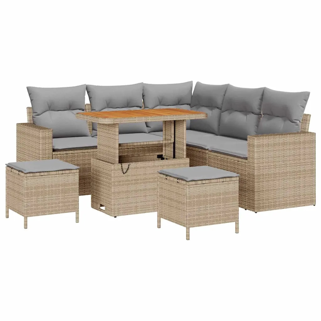 Set Divano da Giardino 9 pcs Beige e Grigio Chiaro polyrattan 3363567