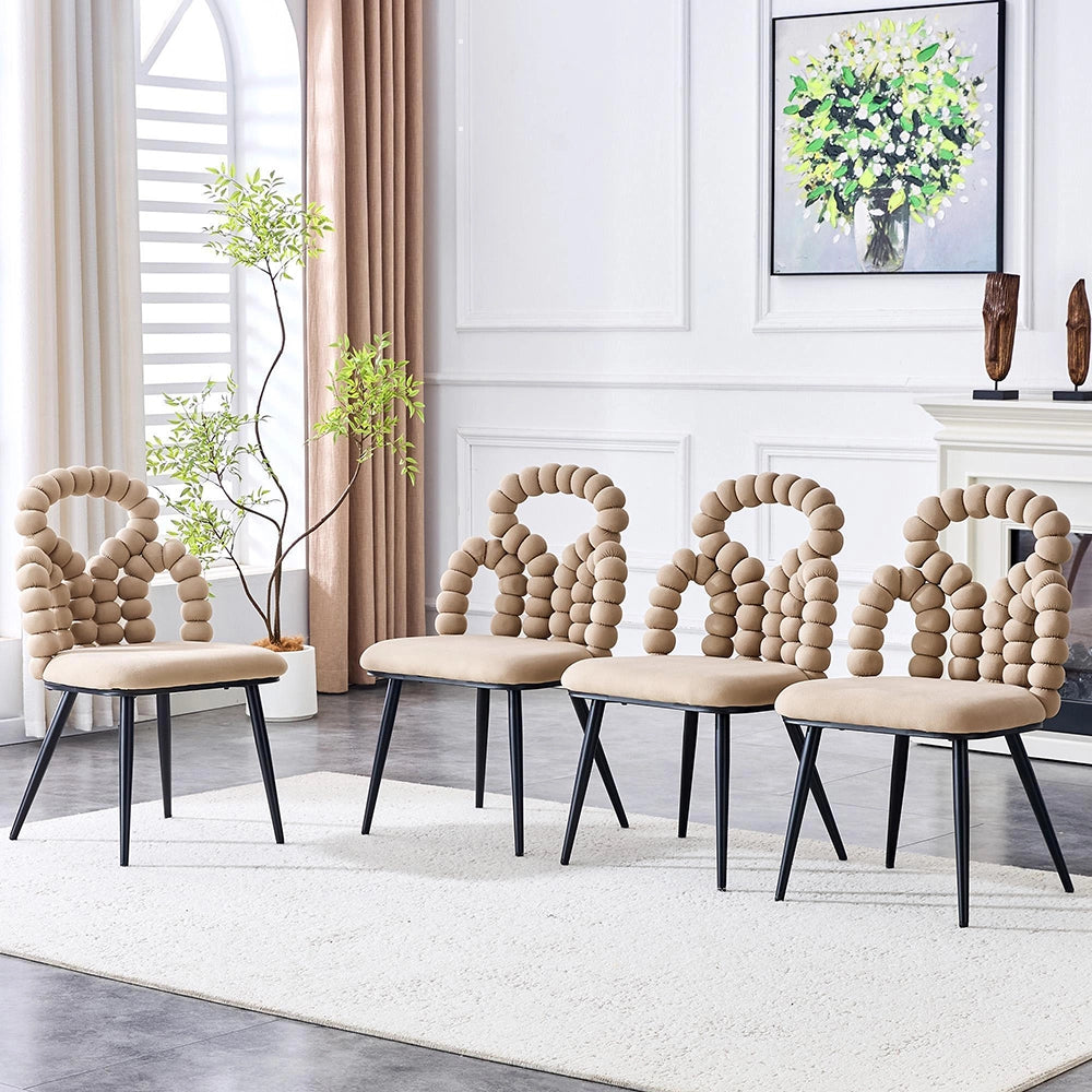 Set 2 sedie da pranzo - Xylo - velluto camel gambe nere