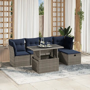 Set Divani da Giardino 6 pz con Cuscini Grigio in Polyrattan 3274641