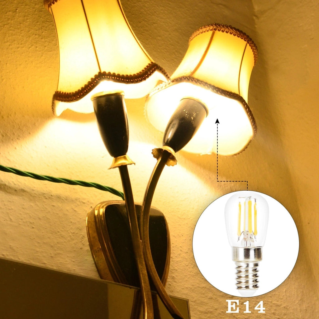 ZMH Bombilla LED E14 Edison LED Bombilla Retro 4W ST25 2700K para Dormitorio Pasillo