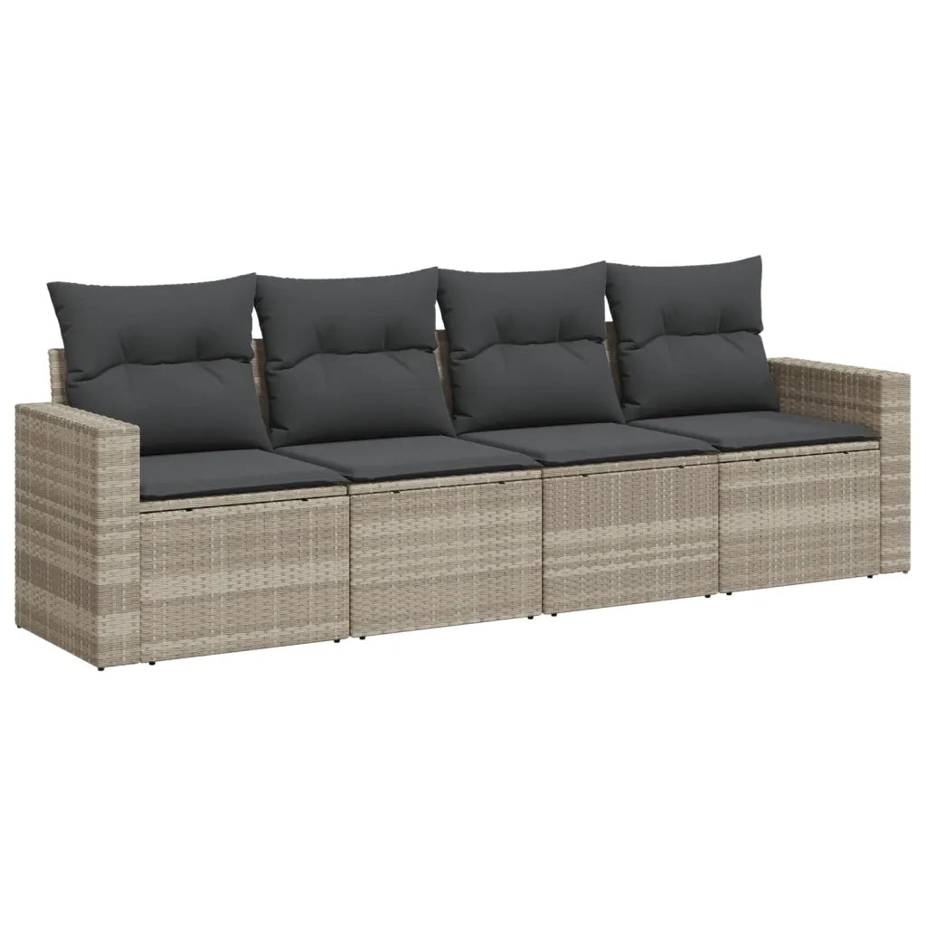 Set Divano da Giardino 4pz con Cuscini Grigio Chiaro Polyrattan 3218672
