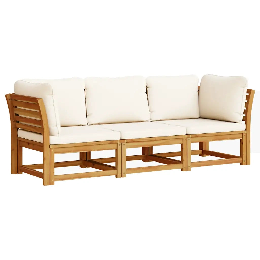 Set Mobili da Giardino 3pz con Cuscini Legno Massello di Acacia