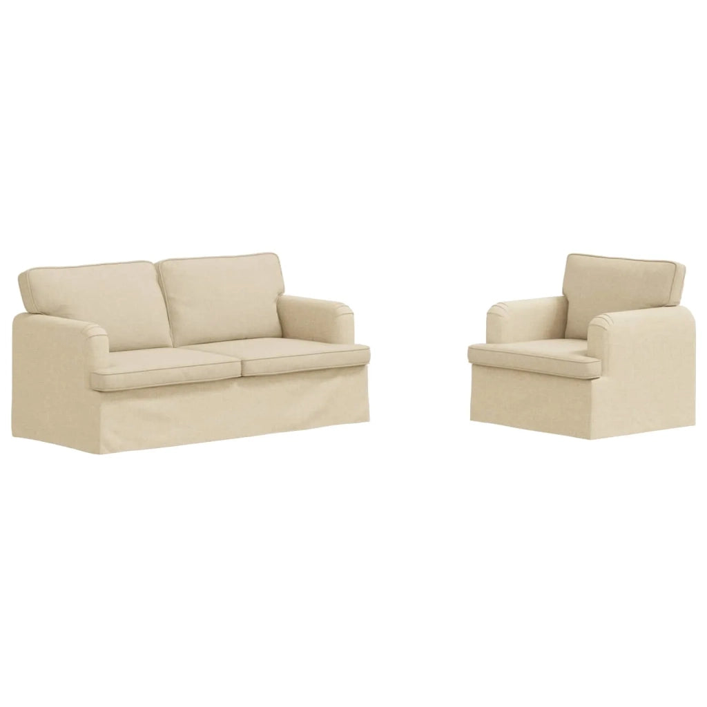 Set di divani 2 pcs Crema 162 x 80 x 85 cm Tessuto 3407565