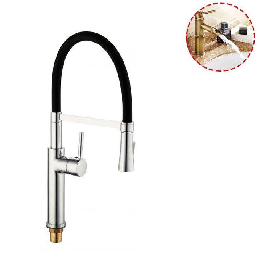 Trade Shop - Miscelatore Rubinetto Lavello Cucina Getto Per Lavabo Design Con Doccetta 59660 -