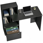 Scrivania con libreria e cassetto ¨C Minimal ¨C 126x50x109 cm, nero