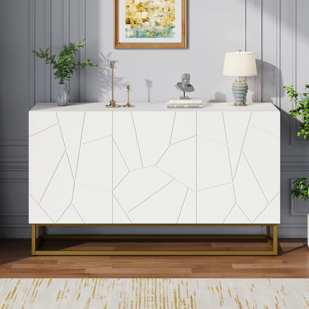 Credenza lucida moderna - Zephmum- 130 cm, 4 scomparti
