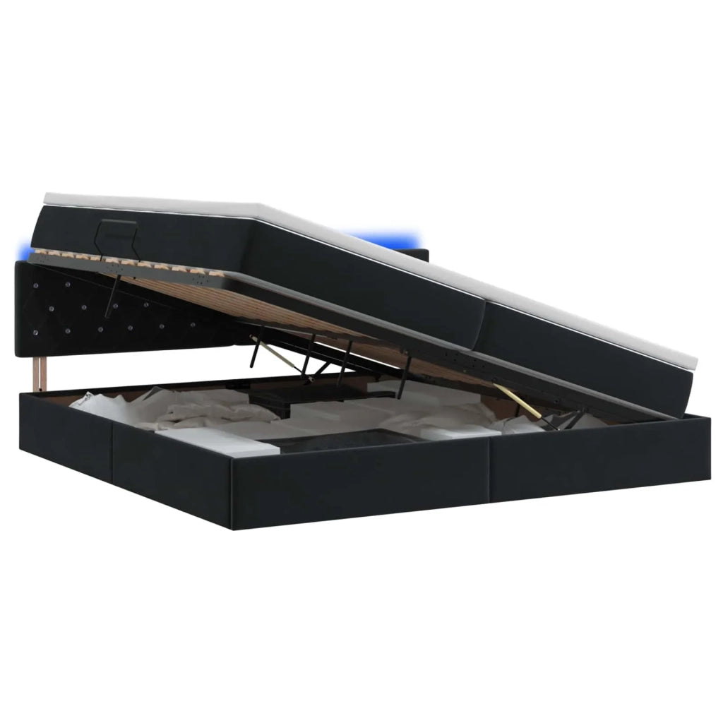 Letto con contenitore LED e materasso Nero 200 x 200 cm Velluto 3459212