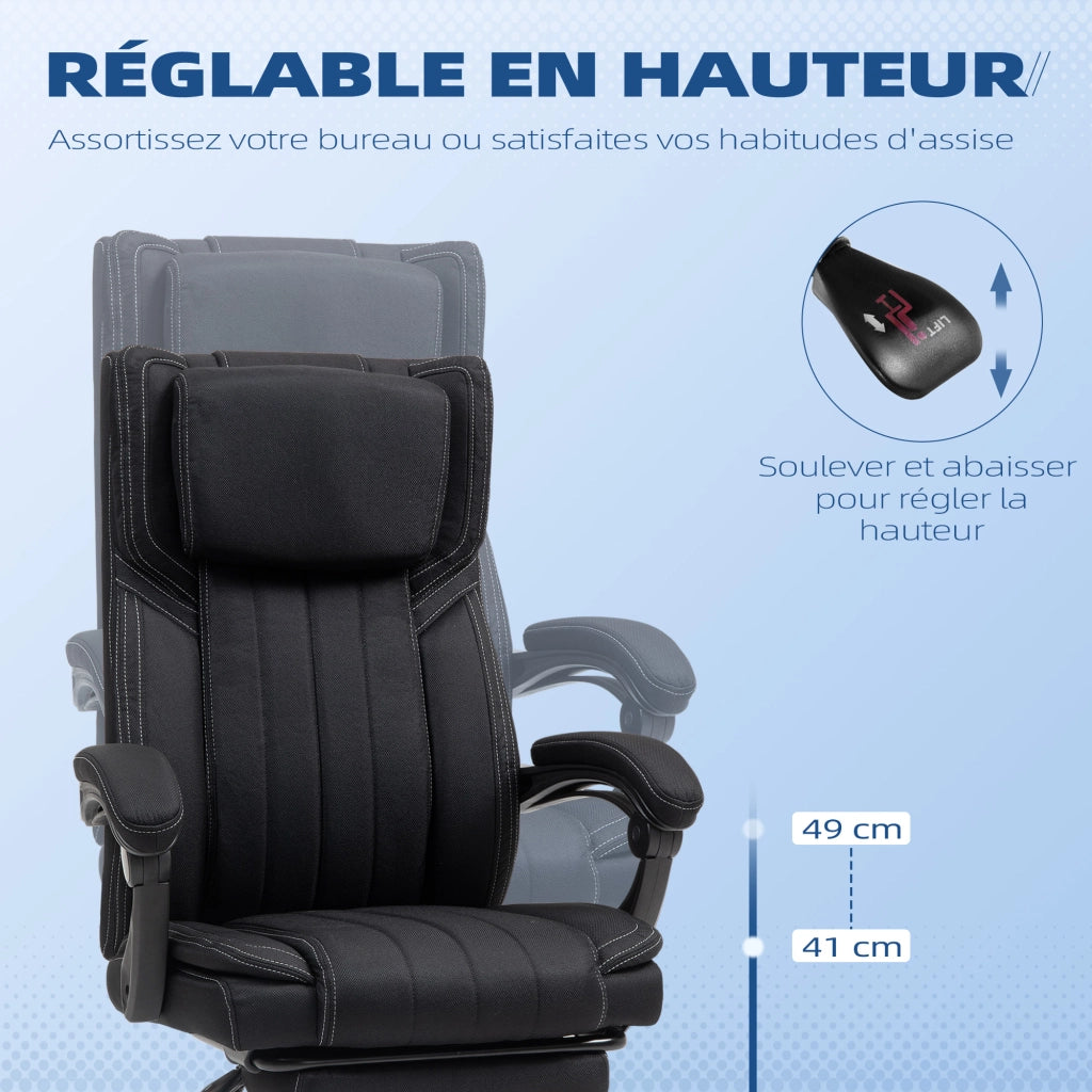 Sedia da ufficio girevole con schienale reclinabile e altezza regolabile ¨C zephmum ¨C 65x61x105-113 cm nero