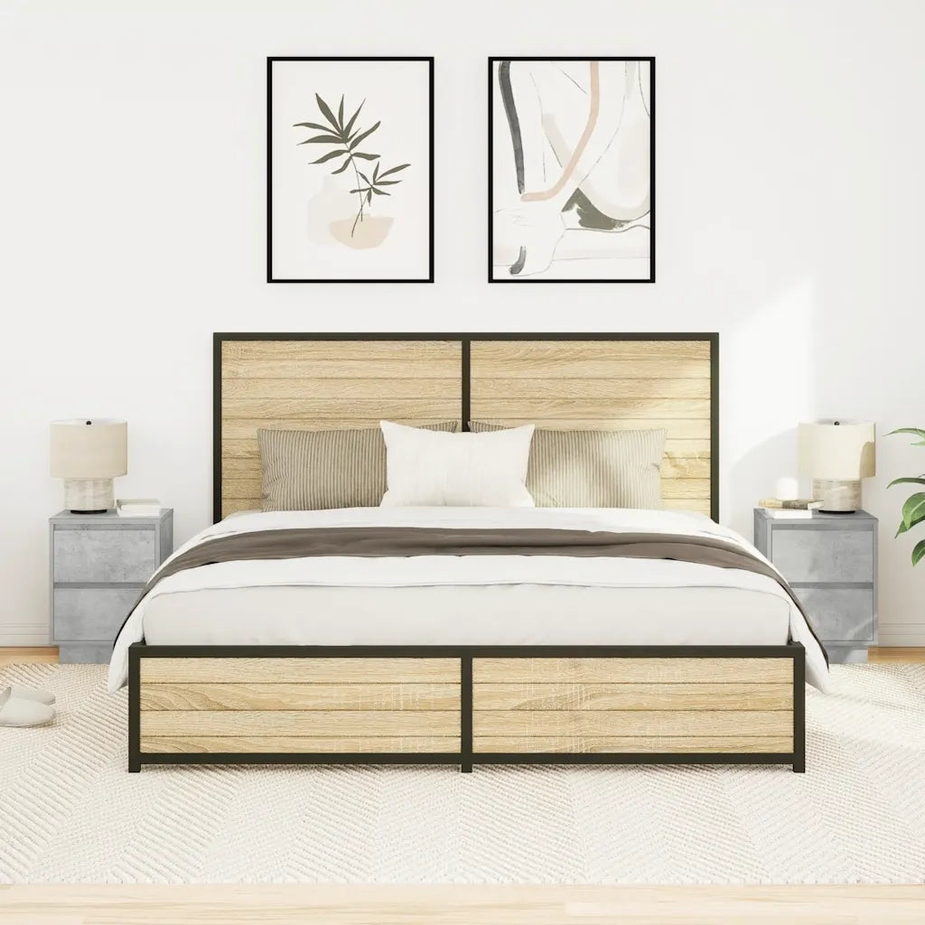 Comodini con Luci a LED 2 pz Grigio Cemento 38x34x50 cm 861290